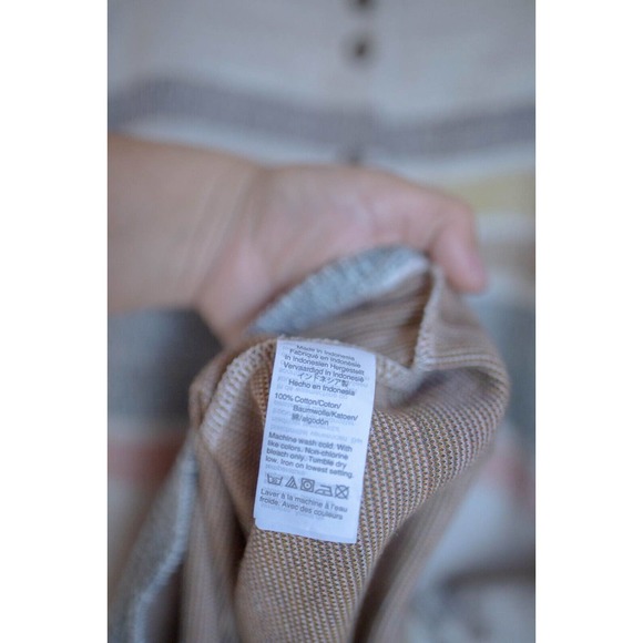 Madewell Texture & Thread Dress Cap Sleeve Button Front Striped Comfy SZ Medium - Picture 11 of 11